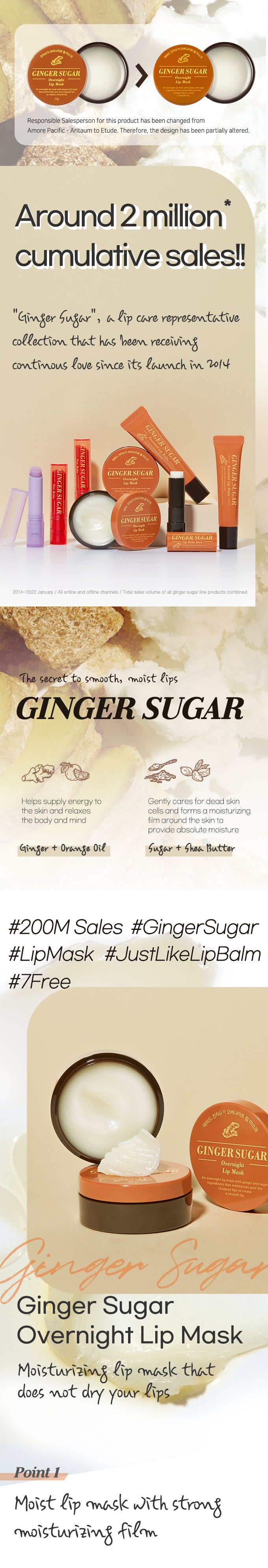 ETUDE GINGER SUGAR OVERNIGHT LIP MASK 15g