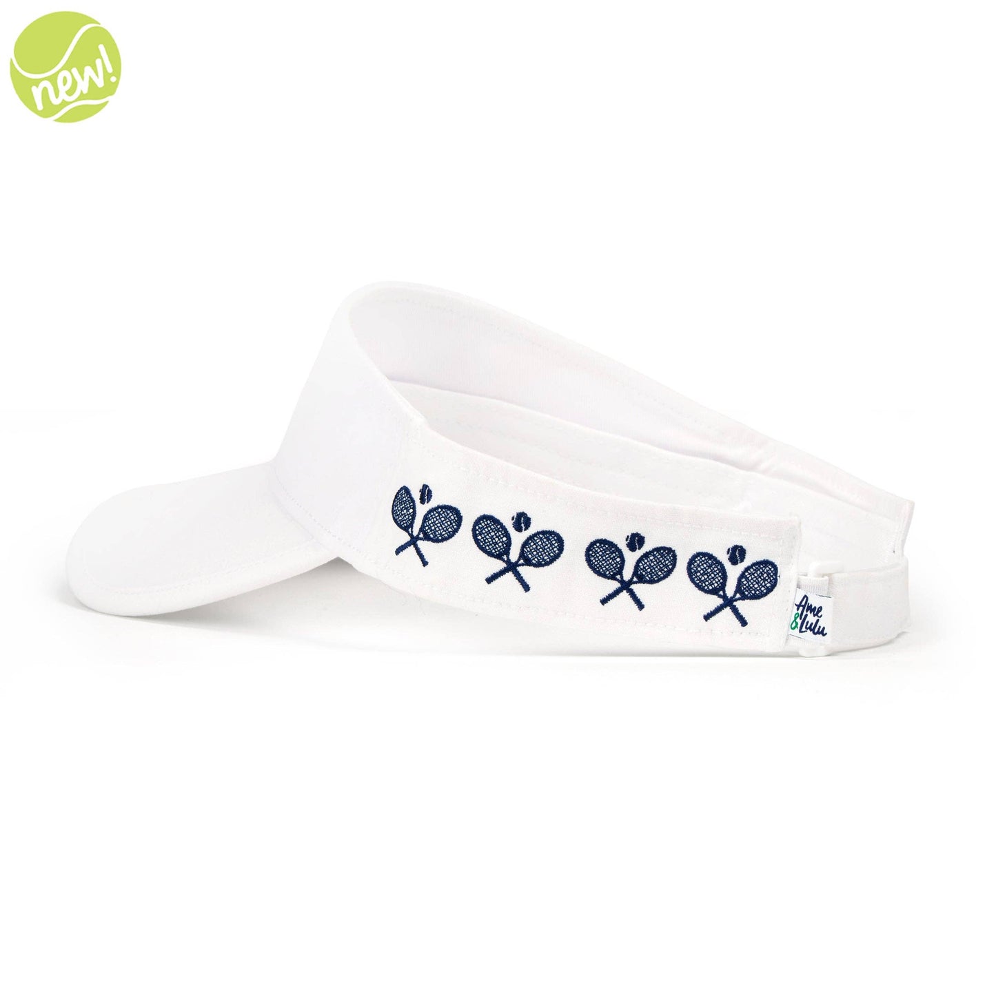 Ame & Lulu - Country Club Visor - Crossed Racquets White