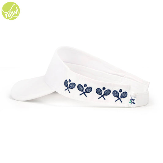 Ame & Lulu - Country Club Visor - Crossed Racquets White
